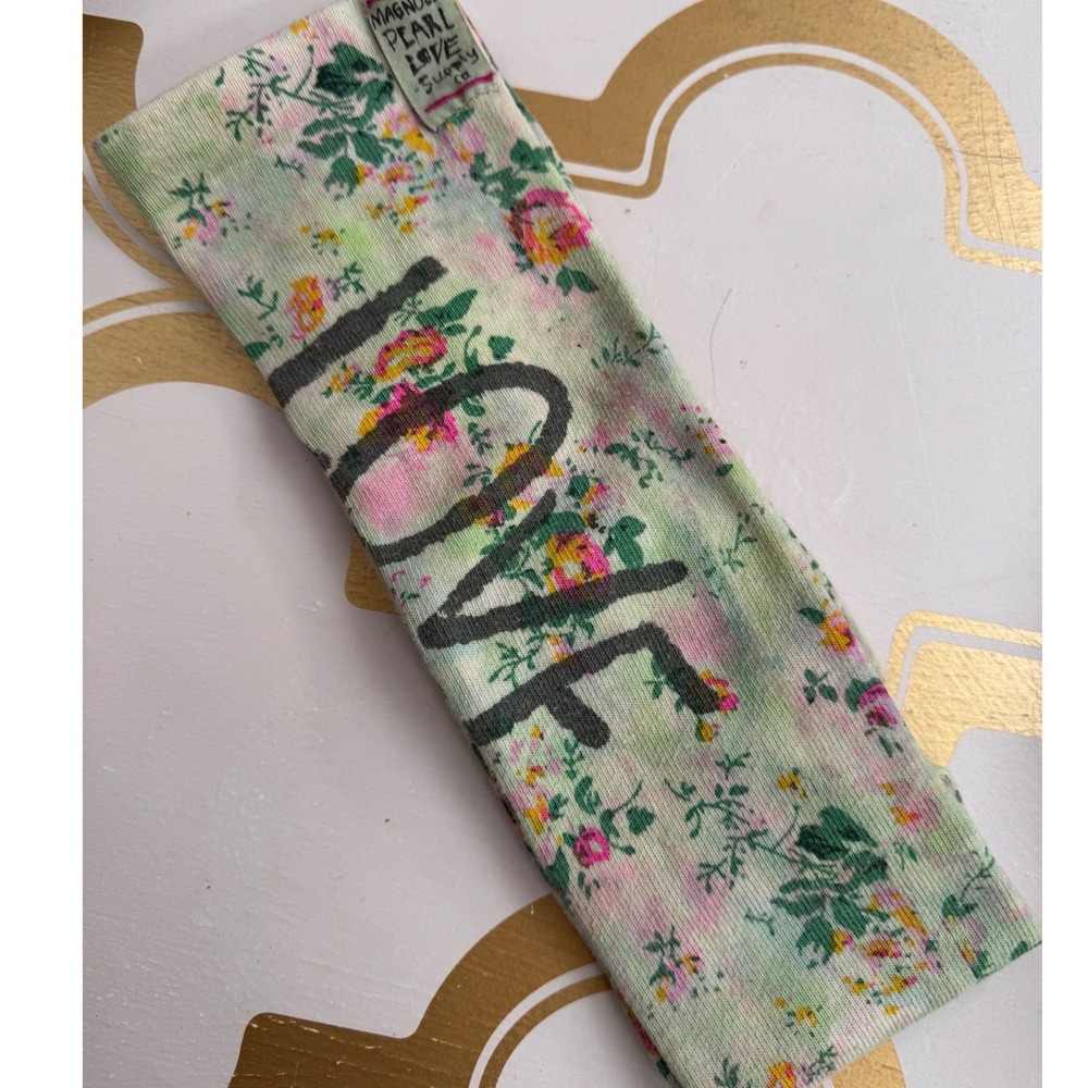 Magnolia Pearl Love Amor Floral Tie Dye Knee High Socks Green Pink Boho NEW - Picture 2 of 4